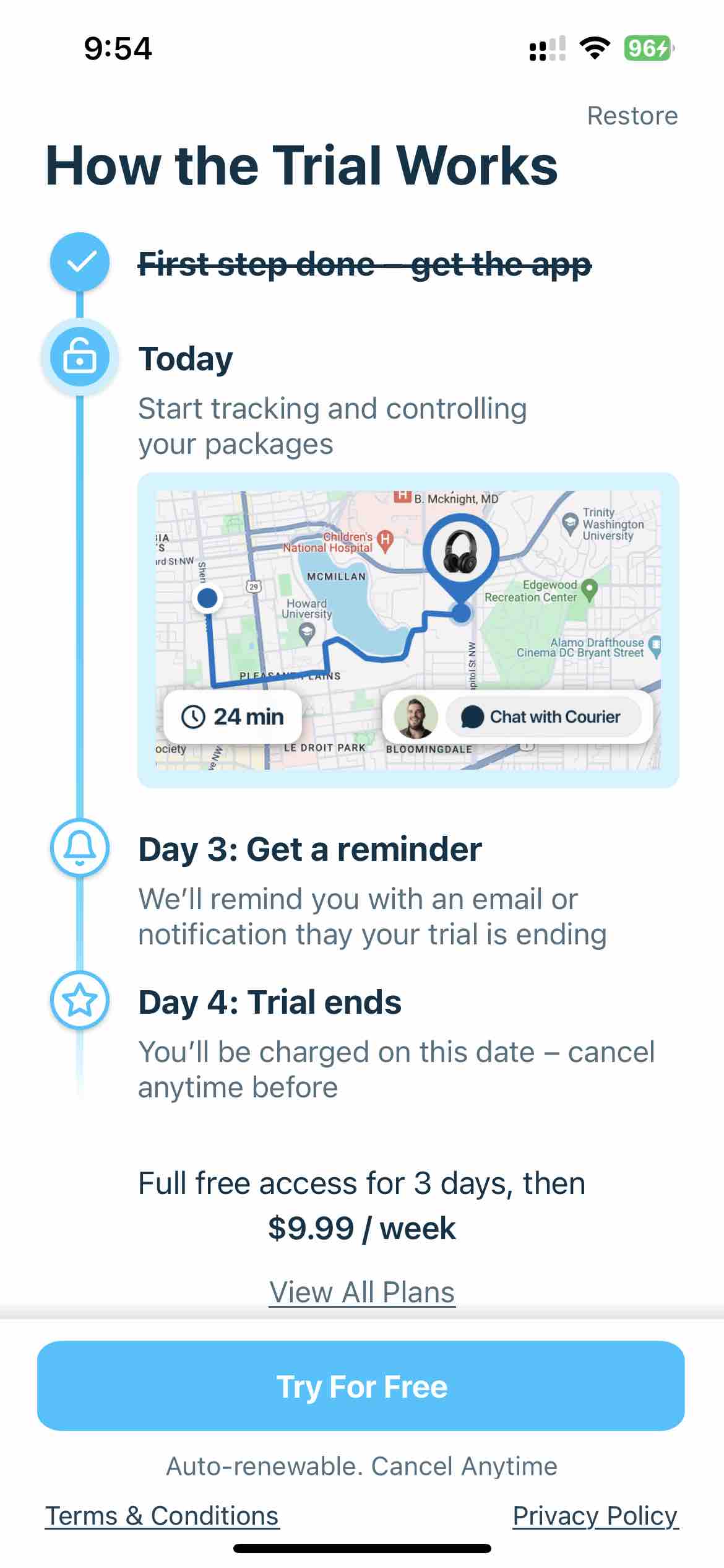 Package Tracker - pkge Mobile