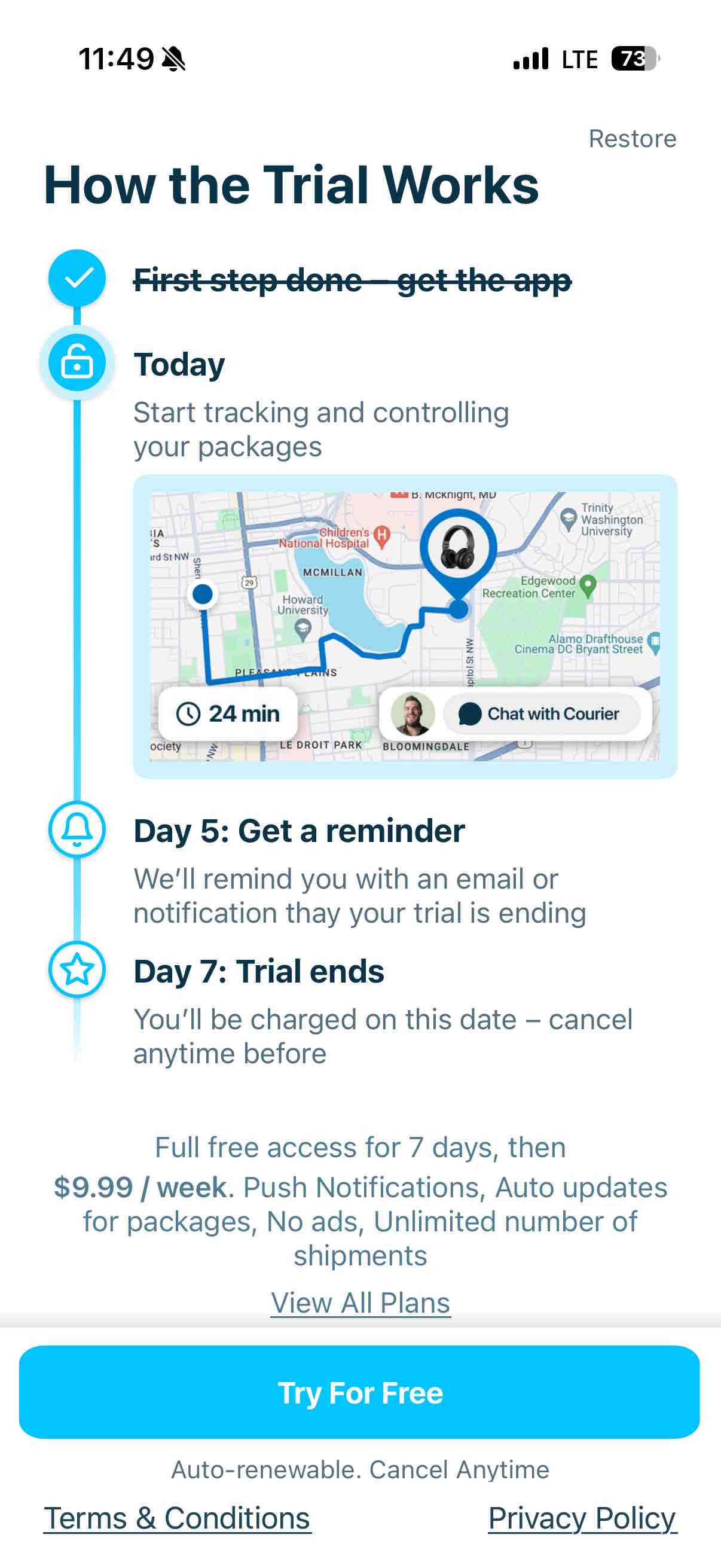 Package Tracker - pkge Mobile