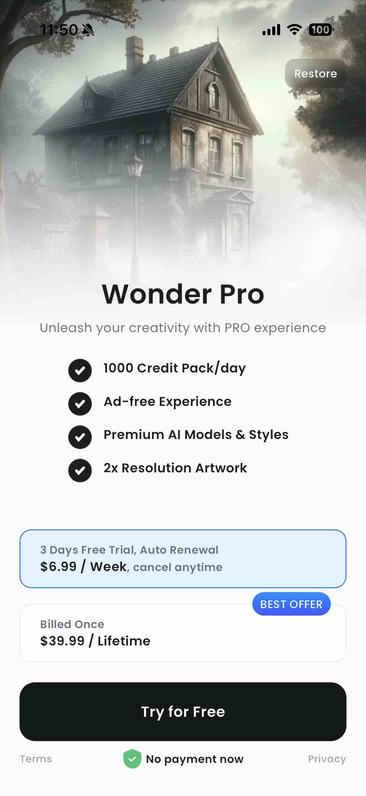 Wonder - AI Art Generator